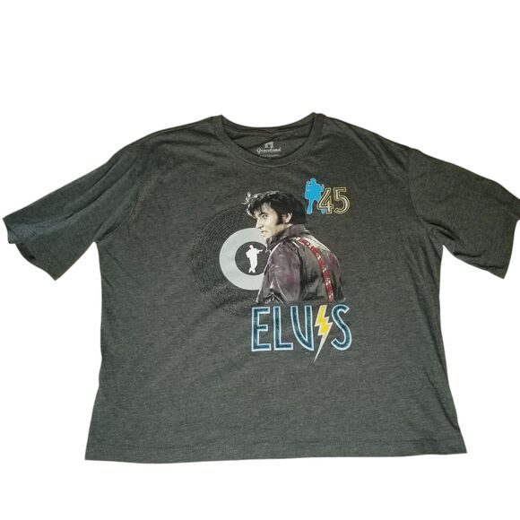 Elvis Presley 45th Anniversary Gray Cropped T Shirt Official Graceland Womens XL - Picture 1 of 7